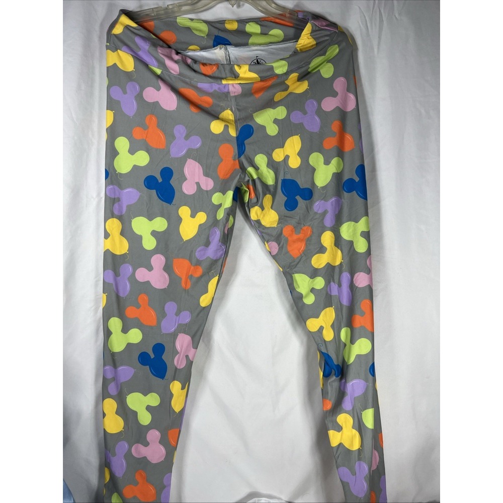 Disney Parks Mickey Balloons Women's Leggings Gray size Large Stretch Pants